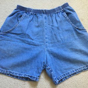 Vintage Women's Elastic High-Waisted Denim Shorts